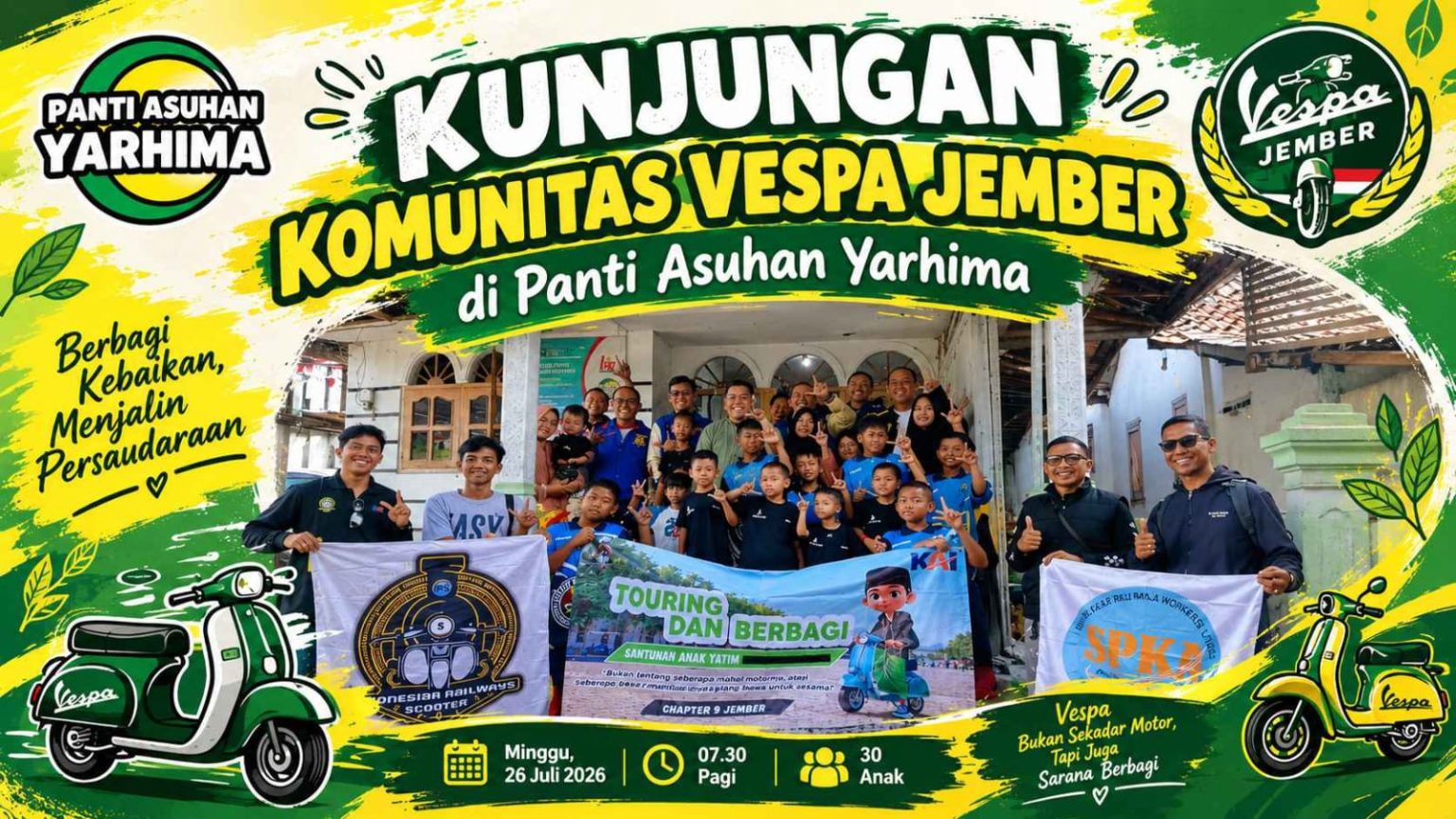 Komunitas Vespa Jember bersama anak-anak Panti Asuhan Yarhima