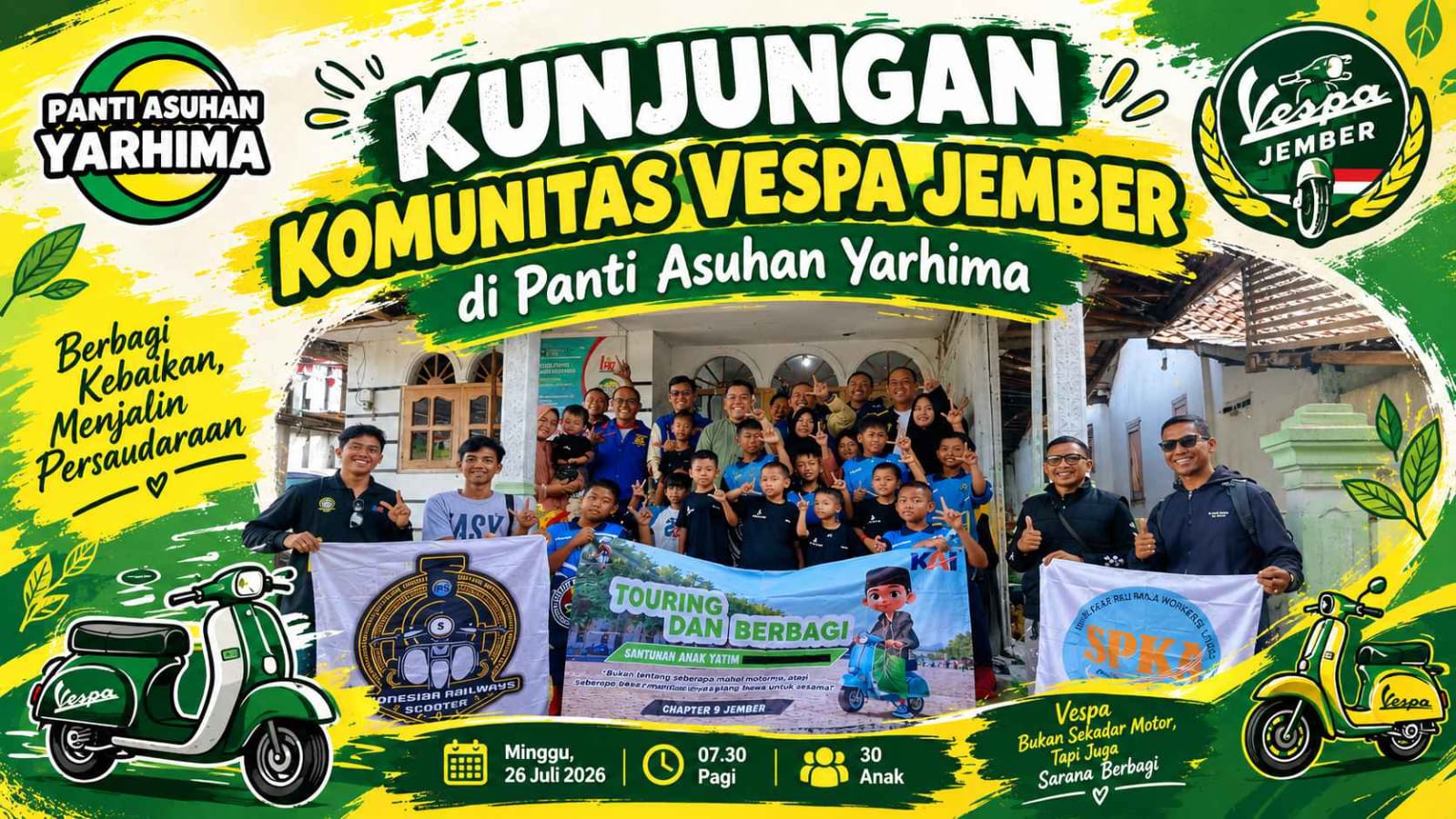 Komunitas Vespa Jember bersama anak-anak Panti Asuhan Yarhima